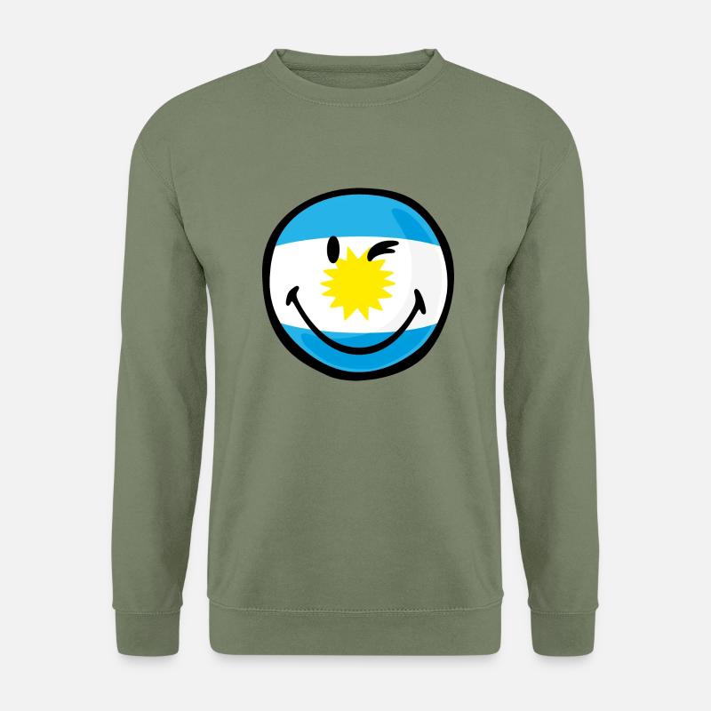 Smiley Flag Argentina - Unisex Pullover - Armeegrün