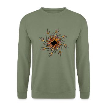 Fire flames fireball - Unisex Sweatshirt - army green - Front - Alina (178cm) & Michal (187cm)