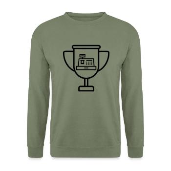 Vendeur / Vendeuse / Magasin / Métier / Job - Sweat-shirt Unisexe - vert militaire - Devant - Alina (178cm) & Michal (187cm)