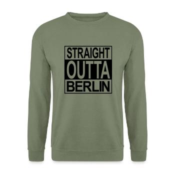 Straight outta Berlin - Unisex Pullover - Armeegrün - Vorne - Alina (178cm) & Michal (187cm)