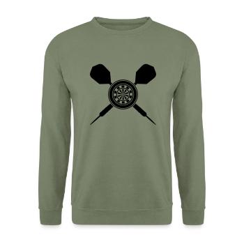darts design - Unisex Pullover - Armeegrün - Vorne - Alina (178cm) & Michal (187cm)