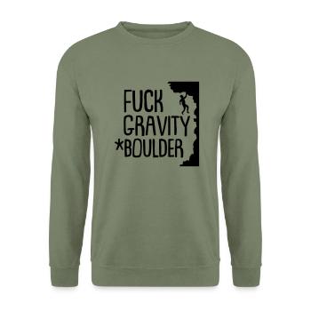 fuck gravity boulder - Unisex Pullover - Armeegrün - Vorne - Alina (178cm) & Michal (187cm)