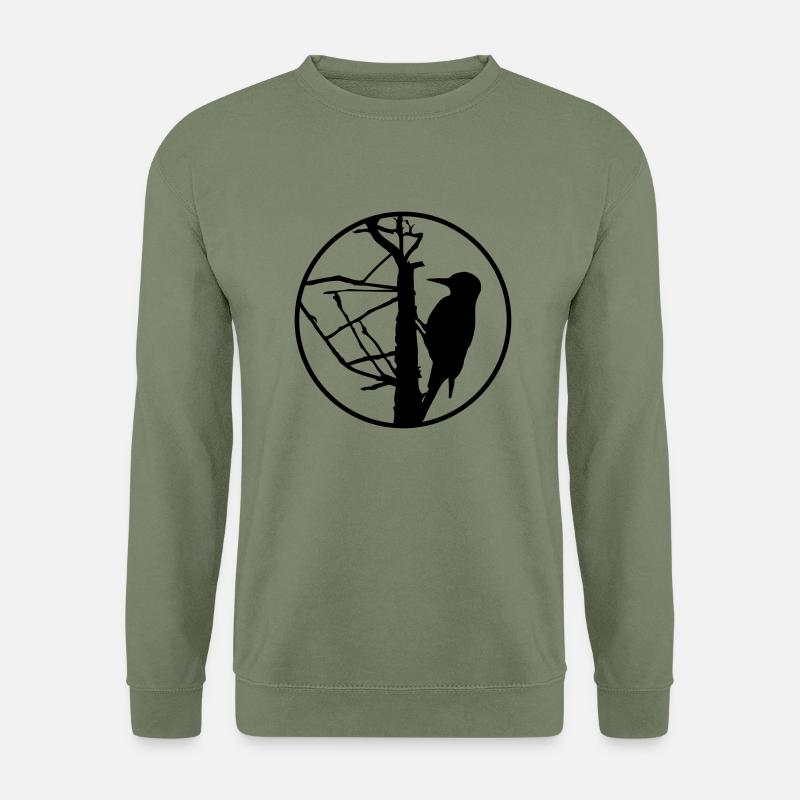 Specht / Woodpecker / Silhouette / Vogel - Unisex Pullover - Armeegrün