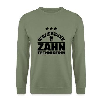 Zahntechnikerin - Unisex Pullover - Armeegrün - Vorne - Alina (178cm) & Michal (187cm)