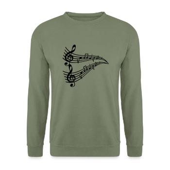 notenspiel_002 - Unisex Pullover - Armeegrün - Vorne - Alina (178cm) & Michal (187cm)
