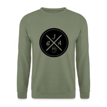 jga_1 - Unisex Pullover - Armeegrün - Vorne - Alina (178cm) & Michal (187cm)