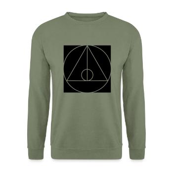 géométriques - Sweat-shirt Unisexe - vert militaire - Devant - Alina (178cm) & Michal (187cm)