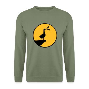 Wolf Gans Honk goose - Unisex Pullover - Armeegrün - Vorne - Alina (178cm) & Michal (187cm)