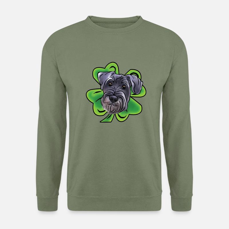 Mittelschnauzer mit Kleeblatt - Unisex Pullover - Armeegrün