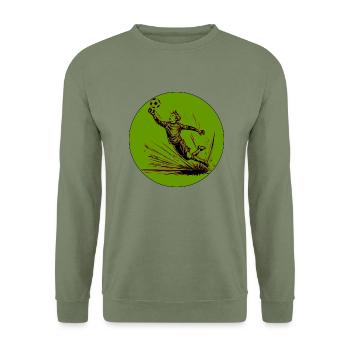 Torwart (grün-schwarz) - Unisex Pullover - Armeegrün - Vorne - Alina (178cm) & Michal (187cm)