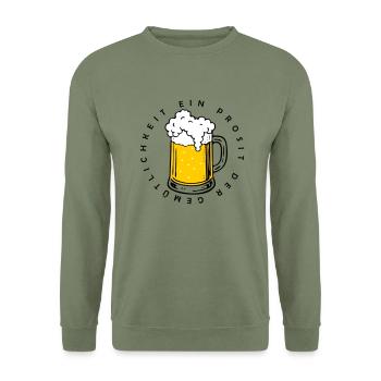 Ein Prosit der Gemütlichkeit - Unisex Pullover - Armeegrün - Vorne - Alina (178cm) & Michal (187cm)
