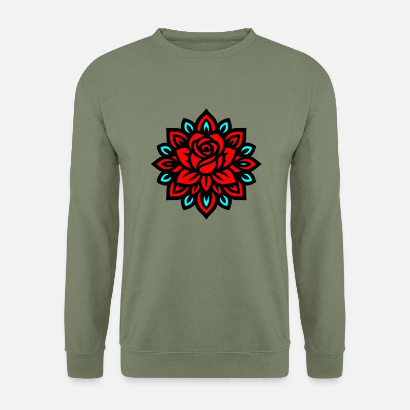 Rose Mandala Blume - Unisex Pullover - Armeegrün