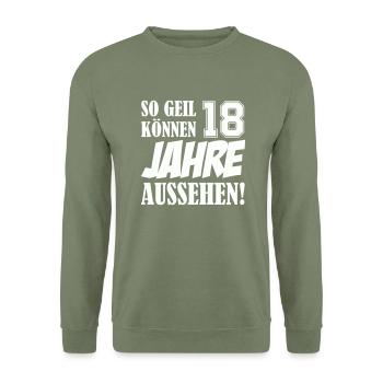 18 years - Unisex Sweatshirt - army green - Front - Alina (178cm) & Michal (187cm)