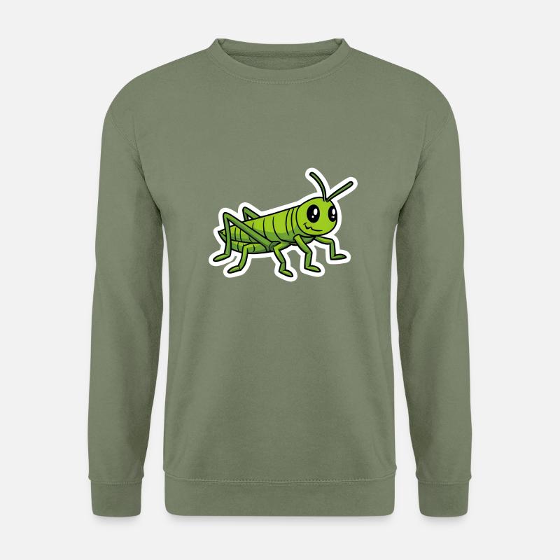 Grashüpfer-Lustiges Comic Insekt Shirt - Unisex Pullover - Armeegrün