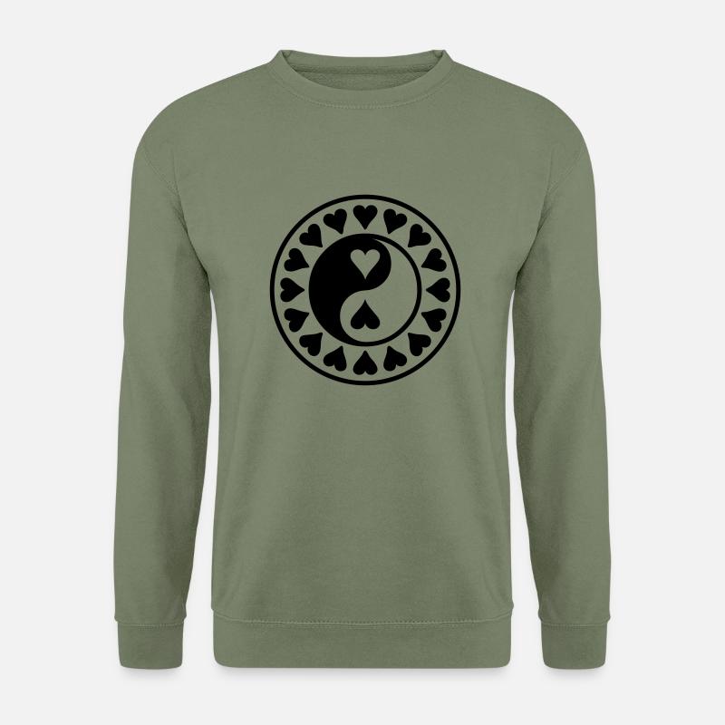 Yin Yang mit Hertzen - Unisex Pullover - Armeegrün
