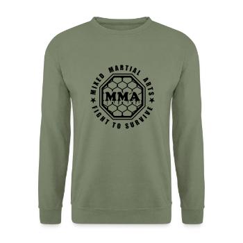 MMA - Mixed Martial Arts - Fight to survive - Unisex Pullover - Armeegrün - Vorne - Alina (178cm) & Michal (187cm)