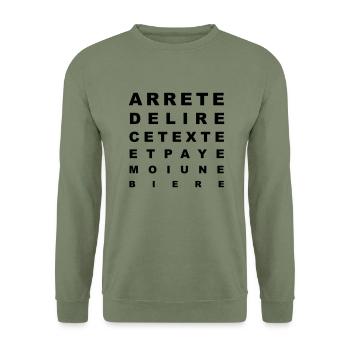 Paye moi une bière - Sweat-shirt Unisexe - vert militaire - Devant - Alina (178cm) & Michal (187cm)