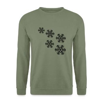neige flocon de neige - Sweat-shirt Unisexe - vert militaire - Devant - Alina (178cm) & Michal (187cm)