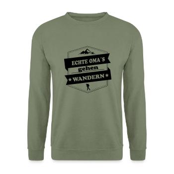 echte oma´s gehen Wandern - Unisex Pullover - Armeegrün - Vorne - Alina (178cm) & Michal (187cm)
