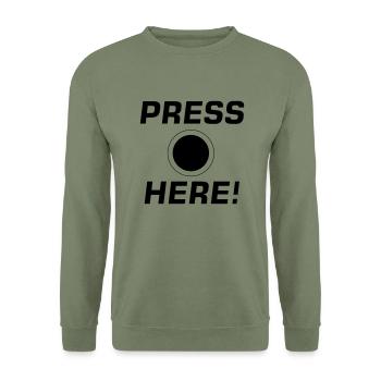 Press Here! - Unisex Pullover - Armeegrün - Vorne - Alina (178cm) & Michal (187cm)