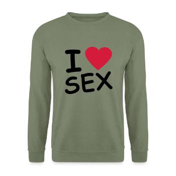 i_love_sex_2c - Unisex Sweatshirt - army green - Front - Alina (178cm) & Michal (187cm)