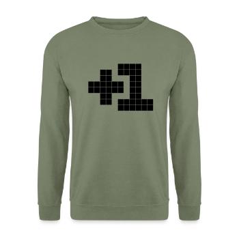 +1 - Unisex Pullover - Armeegrün - Vorne - Alina (178cm) & Michal (187cm)