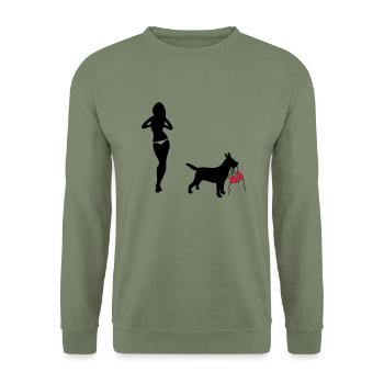 hund - Unisex Pullover - Armeegrün - Vorne - Alina (178cm) & Michal (187cm)