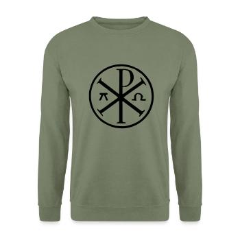 Alpha-Omega - Unisex Pullover - Armeegrün - Vorne - Alina (178cm) & Michal (187cm)