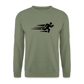 running__man_f1 - Sweat-shirt Unisexe - vert militaire - Devant - Alina (178cm) & Michal (187cm)