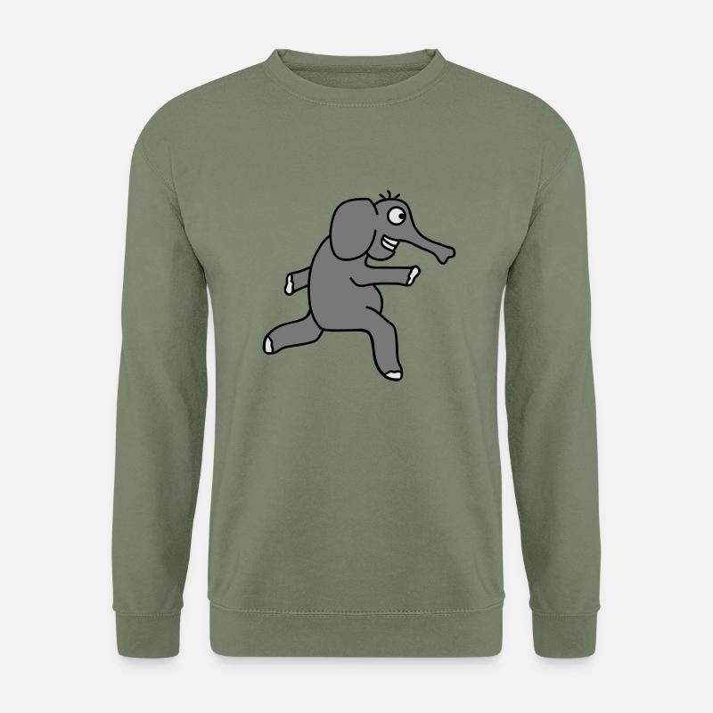 Happy Elephant - Unisex Pullover - Armeegrün