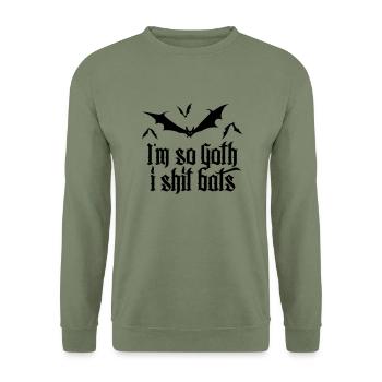 I'm so goth I shit Bats 2.2 - Unisex Pullover - Armeegrün - Vorne - Alina (178cm) & Michal (187cm)