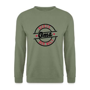 Beste Oma der Welt - Unisex Pullover - Armeegrün - Vorne - Alina (178cm) & Michal (187cm)