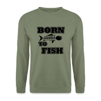 BORN TO FISH ANGEL Angler Fischer T-Shirt - Unisex Pullover - Armeegrün - Vorne - Alina (178cm) & Michal (187cm)