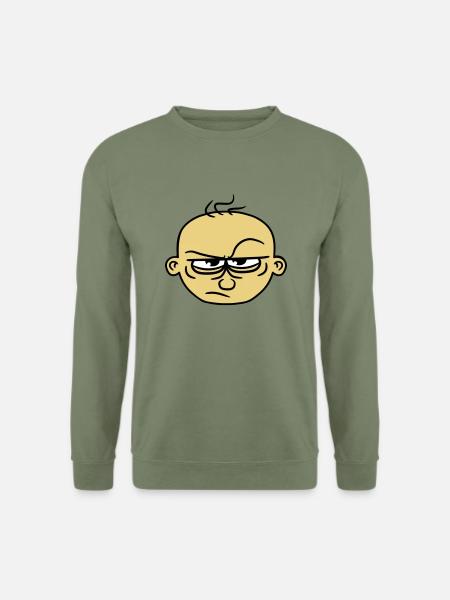 gesicht comic cartoon boese sauer wuetend clipart - Unisex Pullover - Armeegrün