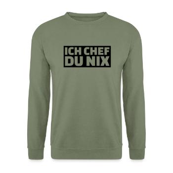 Chef - Unisex Pullover - Armeegrün - Vorne - Alina (178cm) & Michal (187cm)
