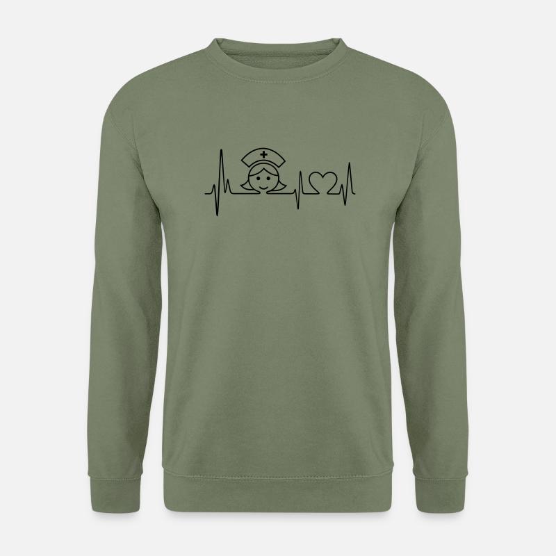 Heartbeat - Nurse - Unisex Pullover - Armeegrün