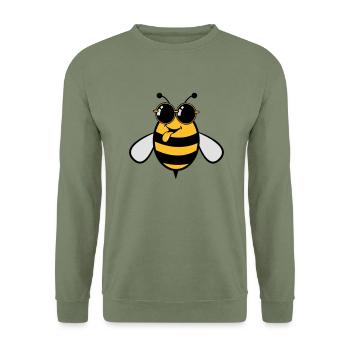 Abeille drôles douces drôles lunettes de soleil - Sweat-shirt Unisexe - vert militaire - Devant - Alina (178cm) & Michal (187cm)