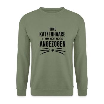 Katzenhaare Katzen Cat T-Shirts - Unisex Pullover - Armeegrün - Vorne - Alina (178cm) & Michal (187cm)