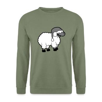 Lustiges Schlaf Schaf - Unisex Pullover - Armeegrün - Vorne - Alina (178cm) & Michal (187cm)