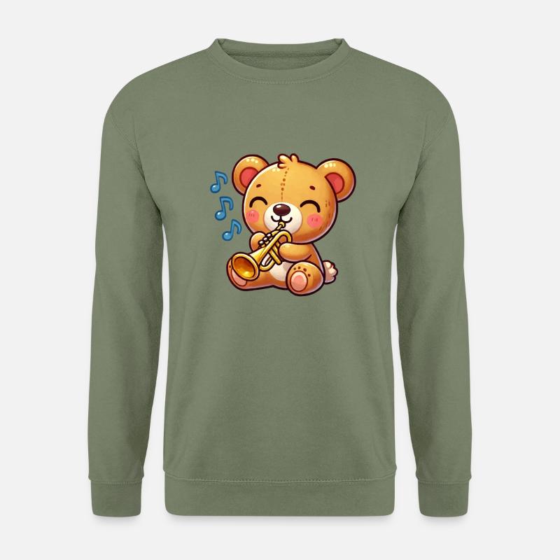 teddybär trompete - Unisex Pullover - Armeegrün