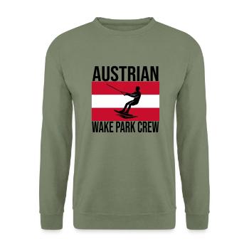 Austrian Wake Crew Wakeboard Shirt - Unisex Sweatshirt - army green - Front - Alina (178cm) & Michal (187cm)