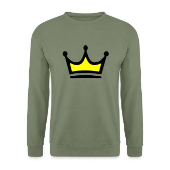 Krone Symbol - Unisex Pullover - Armeegrün - Vorne - Alina (178cm) & Michal (187cm)