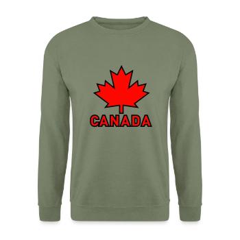 Canada Leaf zweifarbig - Unisex Pullover - Armeegrün - Vorne - Alina (178cm) & Michal (187cm)