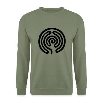 Labyrinth / maze - Unisex Pullover - Armeegrün - Vorne - Alina (178cm) & Michal (187cm)
