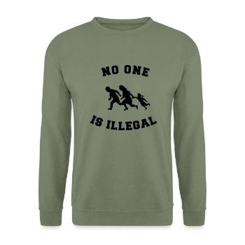 no one is illegal - Unisex Sweatshirt - army green - Front - Alina (178cm) & Michal (187cm)
