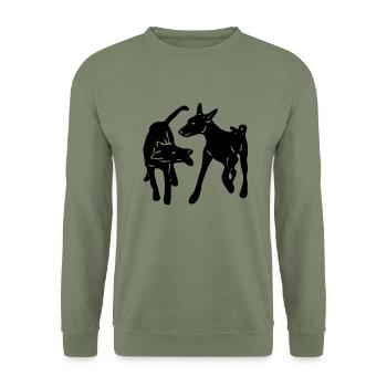 spielende_hunde - Unisex Pullover - Armeegrün - Vorne - Alina (178cm) & Michal (187cm)