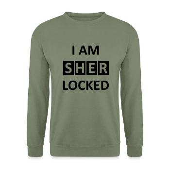 JE SUIS Sherlocked - Sweat-shirt Unisexe - vert militaire - Devant - Alina (178cm) & Michal (187cm)