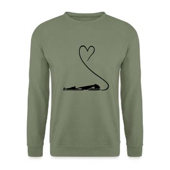 love - Unisex Sweatshirt - army green - Front - Alina (178cm) & Michal (187cm)