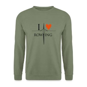 i love rowing - Unisex Pullover - Armeegrün - Vorne - Alina (178cm) & Michal (187cm)