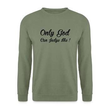 God Can Judge - Unisex Sweatshirt - army green - Front - Alina (178cm) & Michal (187cm)